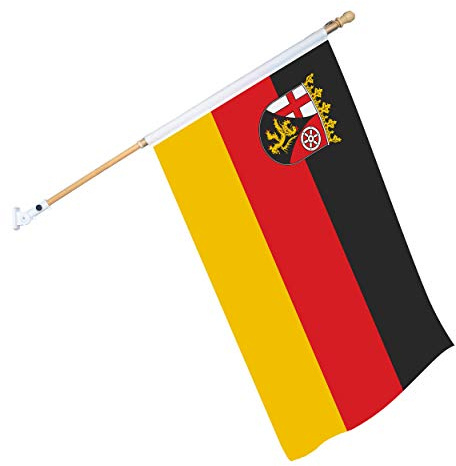 DOMMER Nationenflagge 150 x 90 inkl. Roll Over Stab und Wandhalterung (Rheinland-Pfalz)