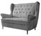 MOEBLO Ohrensofa 2 Sitzer Sofa Garnitur Stoff Samt (Velour) Glamour Wohnlandschaft Chesterfield - Kros (Grau (Monolith 84))