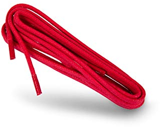 Kaps Cordones Redondos Encerados, Cordones de 100% algodón natural, Cordones Elegantes para Zapatos de Vestir y de Diario, Hecho en Europa (90 cm - 5 a 6 pares de ojales / 31 - Rojo)