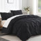 Andency Black Pinch Pleat Comforter Queen (228 x 228 cm), 3-teilig (1 Biesendecke und 2 Kissenbezüge), Biesenschmuse-Set, Mikrofaser Ganzjahres-Bettwäsche