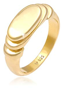 Elli Ring Damen Siegelring Poliert Oval Abgestuft aus 925 Sterling Silber