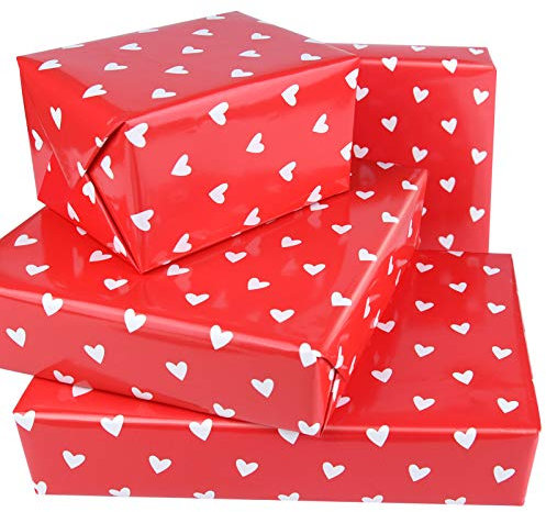 PLULON 6 Blätter Geschenkpapier zum Valentinstag Herzen Bunt Geschenkpapier