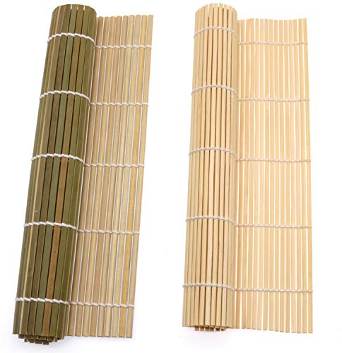 LONHCHI kit per sushi Bambu' Rotolo Pad Mat 2x Mats, tappetini per Sushi,Gadget di Sushi Fatto in Casa per Gli Amanti del Cibo,Strumenti per la Preparazione del Sushi