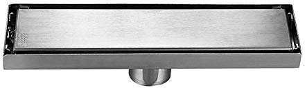 Jjoer Bonde Douche Italienne Acier Inoxydable Siphon Sol D'évacuation Le Modèle À Carreler Drain De Douche Rectangulaire Extra Plat Argent pour Salle De Bain 8 * 28