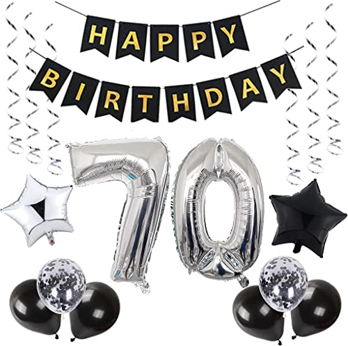 70. Geburtstagsdeko Luftballons Schwarz, Geburtstagsdeko 70 Jahr Männer, Schwarz Luftballon 70. Geburtstag Männer Frauen, Deko 70. Geburtstag Männer, 70. Geburtstag Dekoration Frauen 70. Tortendeko