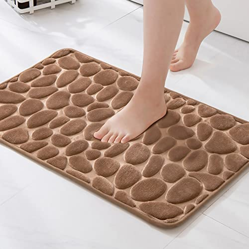 MIULEE Badematte Memoryschaum Badezimmerteppich rutschfeste Badteppich Wasserabsorbierend Badvorleger Schnelltrocknend Waschbar Duschvorleger für Badezimmer 50x80cm Kaffee