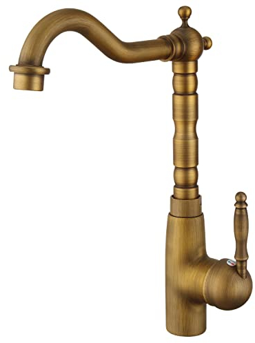 HomeLava Wasserhahn Bad Antik Messing Waschtischarmatur Retro Waschbeckenarmatur 360°Drehbar Amaturen Waschbecken Bad Einhebelmischer Mischbatterie Nostalgie für Waschbecken Badezimmer