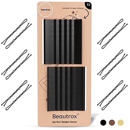 Beautrox Epingle Cheveux Femme ou Filles – 72 Pièces Noir, 5.5cm Pince Cheveux – Barrette Cheveux Femme en Acier – Adapté à toutes Longueurs et Épaisseurs de Cheveux