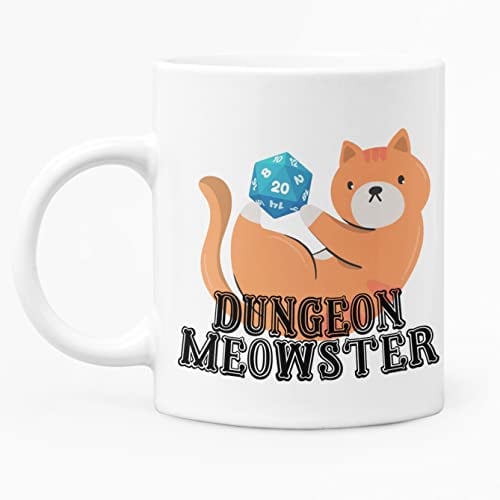 McMug - Dungeon Meowster - DND Cat Mug, Ceramic, 11fl.oz.