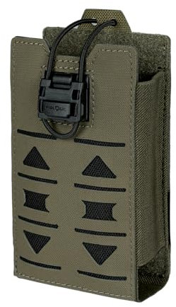 TOPTACPRO Taktische Funkgerätetasche MOLLE Funkgerätetasche Kompatibel mit 148/152 MPU5 Baofeng Funkgerätetasche Walkie Talkies Gewehrmag mit elastischer Schnur 500D Nylon(Ranger Green)