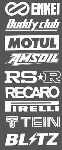 myrockshirt Sponsor Set Racing 9-teilig 20 x 50 cm Tuning Tuner Rennen Race Aufkleber Sticker Decal Farbwahl