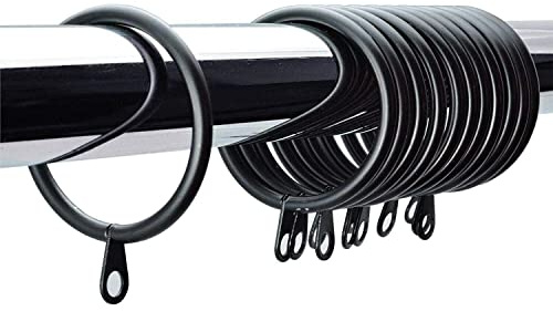 Metal Curtain Ring 45mm Black Curtain Pole Rings with Sliding Eyelet Rings Hanging Rings for Curtains and Rods Curtain Eyelet Rings Pack of 12.