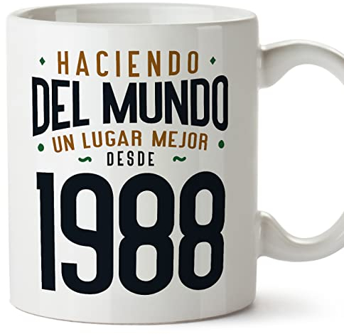 MUGFFINS Tazas 1988 Cumpleaños - En Español - Haciendo del Mundo un Lugar Mejor - 11 oz / 330 ml - Regalo original y divertido