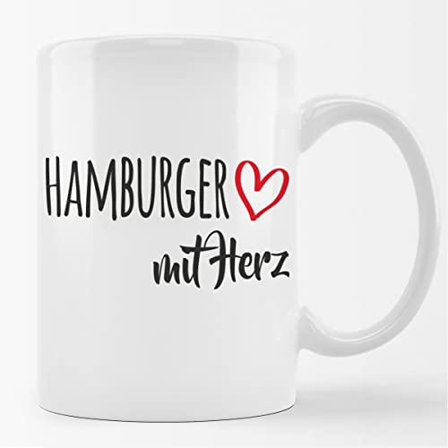Huuraa Kaffeetasse Hamburger mit Herz Keramik Tasse Weiß 330ml mit Motiv für die tollsten Menschen