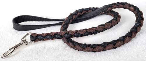 Runde HUNDELEINE geflochten, 120cm/16mm, Echt Leder+Neu Verschiedene Varationen Handgeferigt (Braun/schwarz)