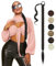 NASHRIO Braid Extensions Pferdeschwanz Mit Gummiband，Gerade Umwickelter Pferdeschwanz Zöpfe, 66 cm Lang Ponytail Geflochten Kunsthaar Haarverlängerung für Damen Mädchen Pferdeschwanz,Schwarz