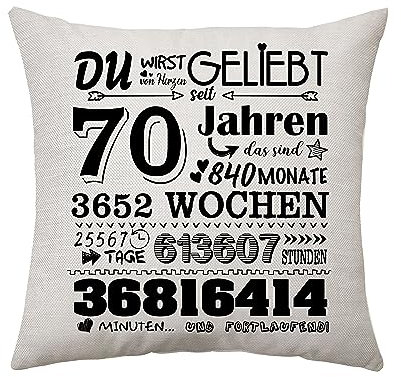 Aconesong Geschenk zum 70. Geburtstag Kissenbezug Geschenkidee für 70 Jahren Frau Mann Oma Opa Freundin Ehefrau Ehemann 70. Geburtstag Deko Zierkissenbezüge 45x45cm (70th)