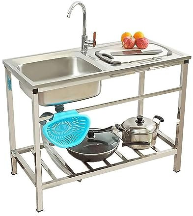 ZEONIK spüle Freistehendes Standwaschbecken aus Edelstahl, Spülbecken mit Abtropffläche, für Wäsche im Innen- und Außenbereich küchenspüle