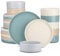 vancasso Venus Matte Dinnerware Set, 24-Piece Colourful Dinner Sets, Stoneware Crockery Set with 8-Piece 10.5in Dinner Plate, 8in Dessert Plate, 720ml Bowl, Modern Style