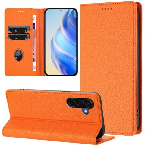 Beajew Handyhülle für OnePlus Nord CE 3 Lite 5G Hülle, Premium Leder Klapphülle [RFID Kartenschlitzen][Magnetverschluss][Standfunktion] kompatibel mit OnePlus Nord CE 3 Lite 5G, Orange