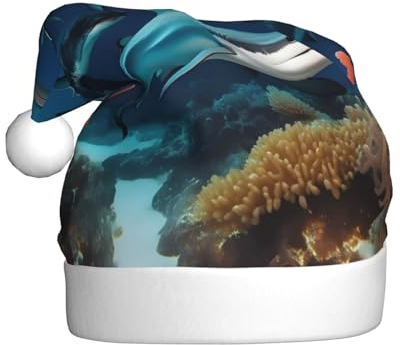 RoMuKa Submarine Shark Coral Modische klassische Weihnachtsmütze aus weichem und warmem Stoff, personalisiertes Musterdesign verleiht Ihrem Urlaub eine warme Atmosphäre