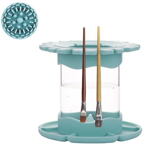 Pinselreiniger Spülbecher, All-in-One Pinselreiniger Ölfarben Silikon-Pinselreiniger Pinselhalter und -Reiniger für Kinder Aquarellpinsel Kunstpinsel-Reinigung (Blau)