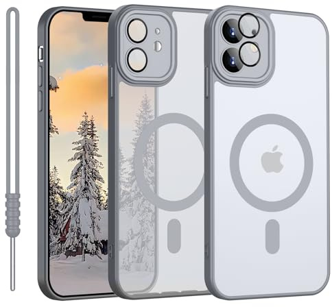 YUANDMI iPhone 12 Hülle Magnetic, Hanyhülle iPhone 12 Magnetisch Leicht Dünn Matte Touch Kameraschutz, Kratzfeste Anti-Gelb rutschfest Kratzfest Schutz Stoßfest Hülle für iPhone 12 Hell Grau