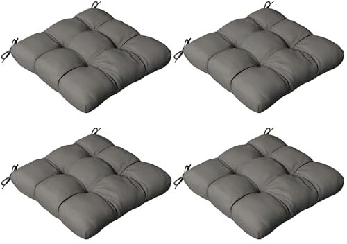 Outsunny Set of 4 Outdoor Seat Cushions with Ties, Water Repellent Seat Pads for Dining Chair, Swing, Sofa, 48 x 48 x 8 cm, Charcoal Grey