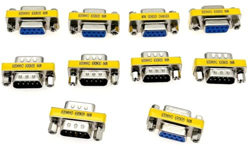 JZK 10 Stück DB9 Buchse auf Buchse und Stecker auf Stecker 9-poliger DB9 RS232-Adapter für Druckermodem-POS-Scanner-Anschluss