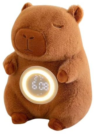 Wecker aus Plüsch, Wecker aus Plüsch, Tischlampe Capybara | Niedlicher Wecker für Kleinkinder, Digitaluhr für Mädchen und, Licht für Kinderzimmer, kleine Uhr