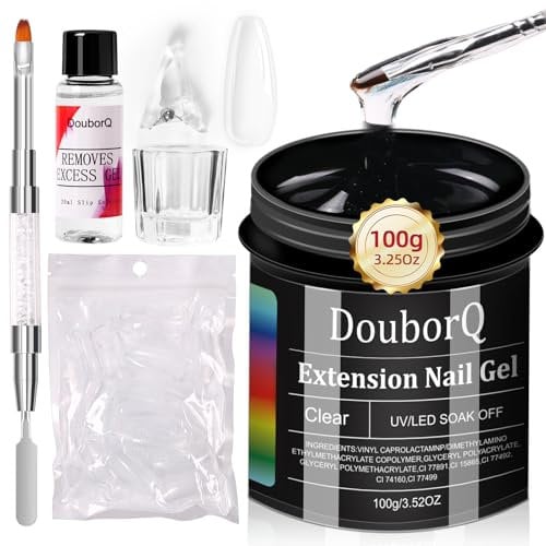 Major Dijit Builder Gel for Gel Nails Set 100 g / 3.52 oz - LED/UV Builder Gel with 100 Pieces Nail Shapes and a Double-Sided Nail Brush for Removing Excess Gel