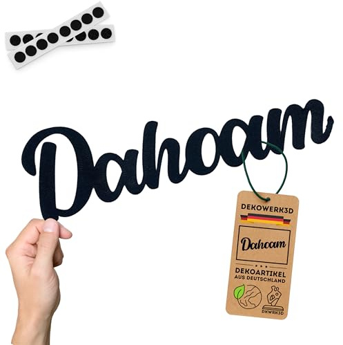 Dahoam Schild - Bayrisch Deko - Daheim Bayern Türschild - Schriftzug Tür oder Wand - Home Schilder Wilkommen - zu Hause Aufkleber - Wohnzimmer Dekoaufkleber aus Kunststoff (L)