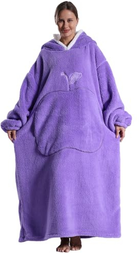 Kawoja Extra Long Oversized Hoodie Blanket,Fleece Adult Wearable Blanket | Giant Front Pocket, Cosy Fleece and Hooded Blanket, Ribbed Cuffs,One Size, Warm Winter Gift for Men & Women,Teenage
