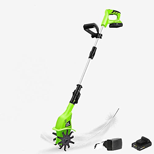 sjdoPulse Gartenfräse, Elektrischer Grubber Mit 4000 Mah Akku, Kabelloser Bodenfräse, Wiederaufladbarer Akku Und Ladegerät, 97-127 cm Verstellbarer Griff, Für Den Garten, Gemüsebeete, 2,7 Kg