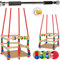 alles-meine.de GmbH 1 Stück Kinderschaukel/Schaukel aus Holz + Türreck - Gitterschaukel - mit Gurt - mitwachsend & verstellbar - Leichter Einstieg ! - Babyschaukel - verstell..