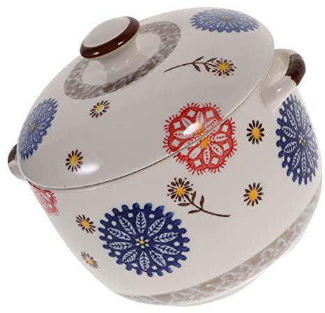 SECFOU Ciotola in Ceramica Con Coperchio Per Zuppa Ciotola Per Dessert in Ceramica Zuppiera in Stile Giapponese Interno Completamente Liscio Facile Da Pulire Senza Residui
