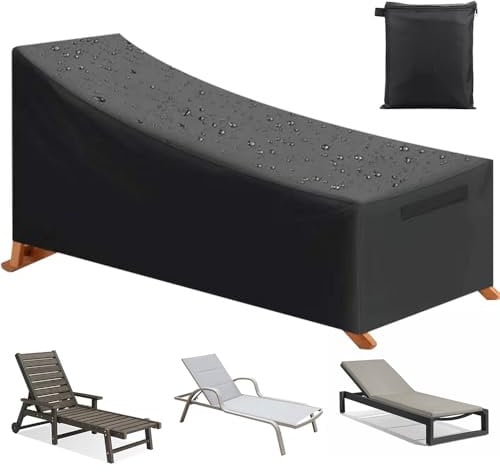 HIULLEN Gartenliege Abdeckung Wasserdicht, Abdeckung für Strandstuhl 210x75x40/80cm, Winddicht UV-Beständiges, 420D Oxford Gewebe Schutzhülle für Sonnenliege, Abdeckplane für Liegestuhl Deckchair