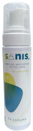 SANIS, Gel Desinfectante, Gel Espuma Antiséptico con Clorhexidina 2%, Desinfectante Manos, Cuidado de la Piel, 200 ML