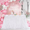 Tischdecke Weiß 228x228 cm Satin Tischdecke DIY Abwaschbar mit Schleife und Perlen Tischdecke Outdoor für Hochzeit, Party, Weihnachten, Bankett, Geburtstag