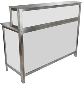 GDW Profi Klappbare Multitheken Tresen ( Biertheke mit aufsteckbaren Baraufsatz) mit Edelstahlarbeitsflächen, Länge in 1.25, 1.5 oder 2m (Front&Seitenfarbe Weiß, Länge 1250mm)
