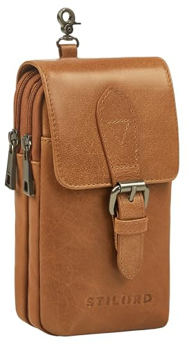 STILORD Harper Handy Gürteltasche Leder Vintage Kleine Handytasche Hüfttasche mit Karabinerhaken und Gürtelschlaufe Tasche für Herren Damen Echtleder Farbe:schwarz