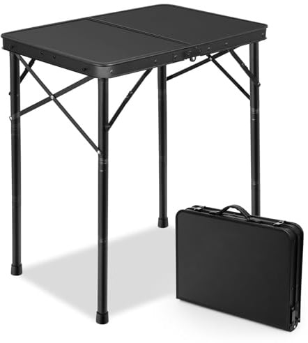 E EASTSTORM 2FT Small Folding Table,Picnic Table with 3 Heights,Easy for Storage,Compact and Portable,23.6”x 15.7” Picnic Table for Home, Game,Office, Camping, Garden & BBQ Table