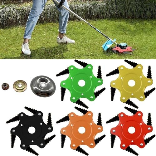 Steel Trimmer Head Manual Serrated Styel, 6 Inch Steel Trimmer With 6pcs Ataptor Kit Thrust Plate Guard Washer Thrust Washer Plate Lock Nut, For Grass Trimmer