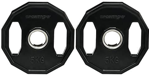 SPORTNOW Olympic Weight Plates Set, Metal and Rubber Bumper Plates Weights Discs with 2/5cm Holes, for Home Gym Weight Lifting Strength Training, 2 x 5kg, Black
