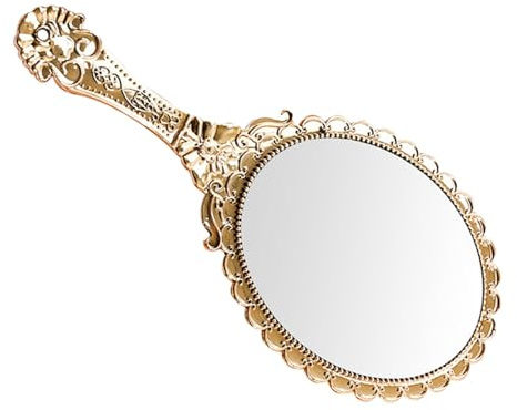 PENIKOKO Vintage Handspiegel Mit Barockmuster Kleiner Schminkspiegel Mit Griff Reisespiegel Mit Klarer Für Make-up Haareschneiden Zuhause Büro Outdoor