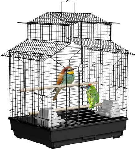 Froadp Vogelvoliere Vogelkäfig Groß Wellensittichkäfig Metall Vogelhaus mit Holzstangen und Futternäpfe Voliere Käfig Tierkäfig für Papageien Tauben Sittiche Finken (Typ C)