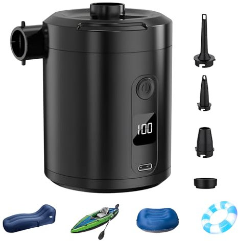 SVCEQZE Pompe À Air Portable - Pompe pour Matelas de Camping avec Recharge USB,Affichage Numérique Gonflage Déflation Automatique pour Matelas Piscine Lit Camping Extérieur