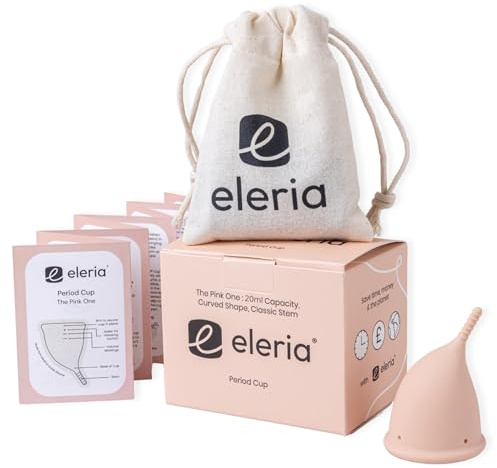 Eleria Menstrual Cup | Pink | 100% Medical Grade Silicone Period Cup - Adaptive Design for a Better Fit, Soft & Comfortable, Easy Insertion and Removal