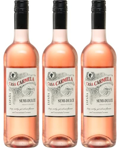 Bodegas Castaño Casa Carmela Semi-Dulce Rosado Roséwein Rosé Halbtrocken VEGAN Spanien inkl. FeinWert E-Book (3 x 0.75 l)