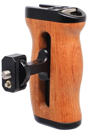 FUGASUN Wooden Side Handle Compatible with ARRI 1/4&3/8,Adjustable Left/Right Handle for EOS R50V/RP/R50/R100/R7/R8,Alpha A7R V/A7 IV/A7S III/7R V/S III/A7R IV,A6700/FX30/FX3,ZV-E10 ii Camera Cage
